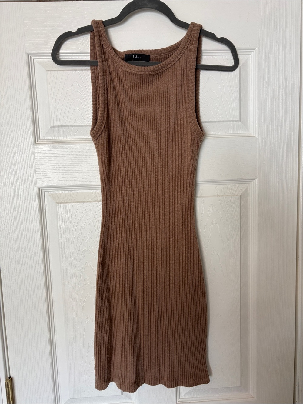 Lulu's Ribbed Tank Midi Dress in Cocoa